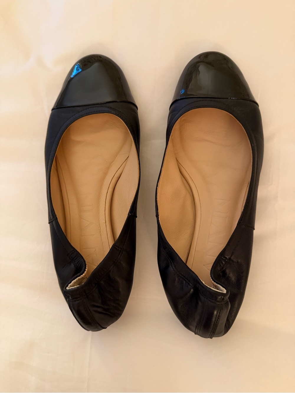 Lanvin Black Leather Cap-Toe Ballet Flats
